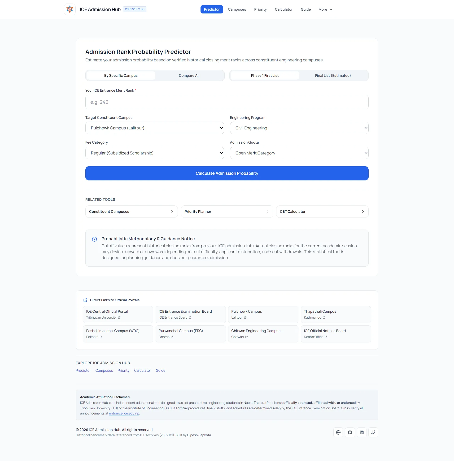 IOE Admission Hub project preview