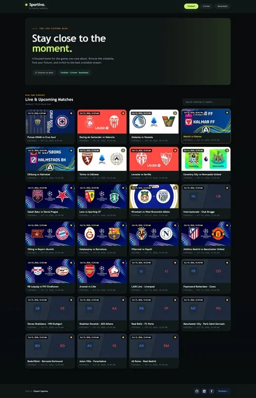 Sportivo — Live Scores, Fixtures & Sports News project preview